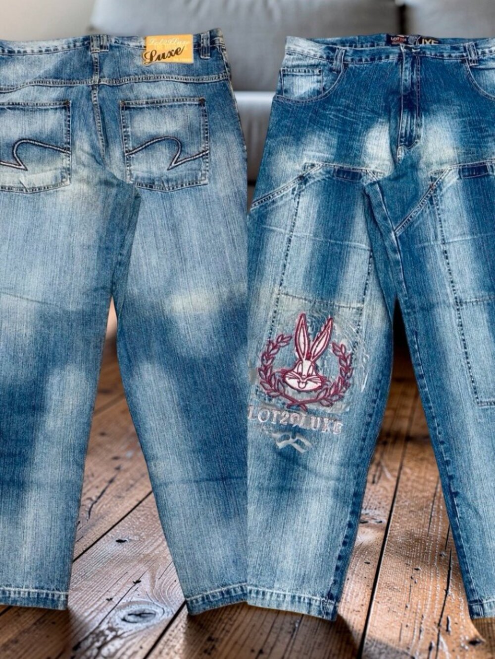 Y2K Streetwear Jean LOT 29 LUXE Looney Tunes Time Wiley Blue Denim 42 X33(86 - Picture 4 of 16